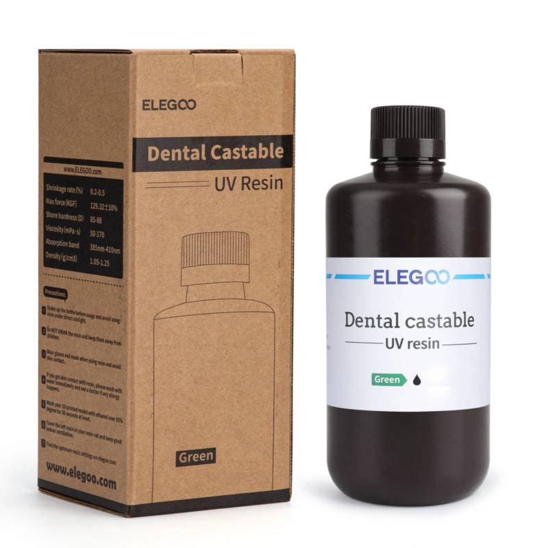 Дентална смола за отливки - зелена Elegoo 0.500 гр.