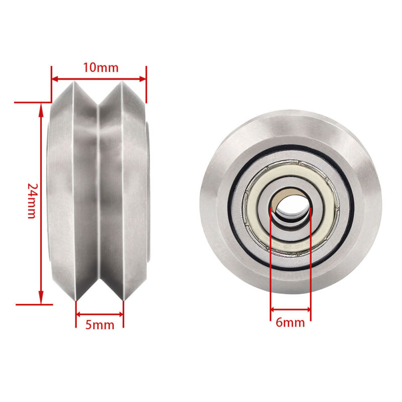 V-shaped stainless steel wheel with 625zz bearings - Image 2