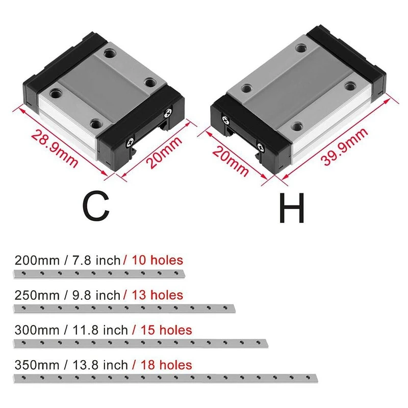 Linear guide MGN12C 300/350/400/450/500/700 mm 3