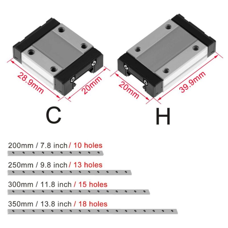 Linear guide MGN12H 300/350/400/450/500/700 mm 2