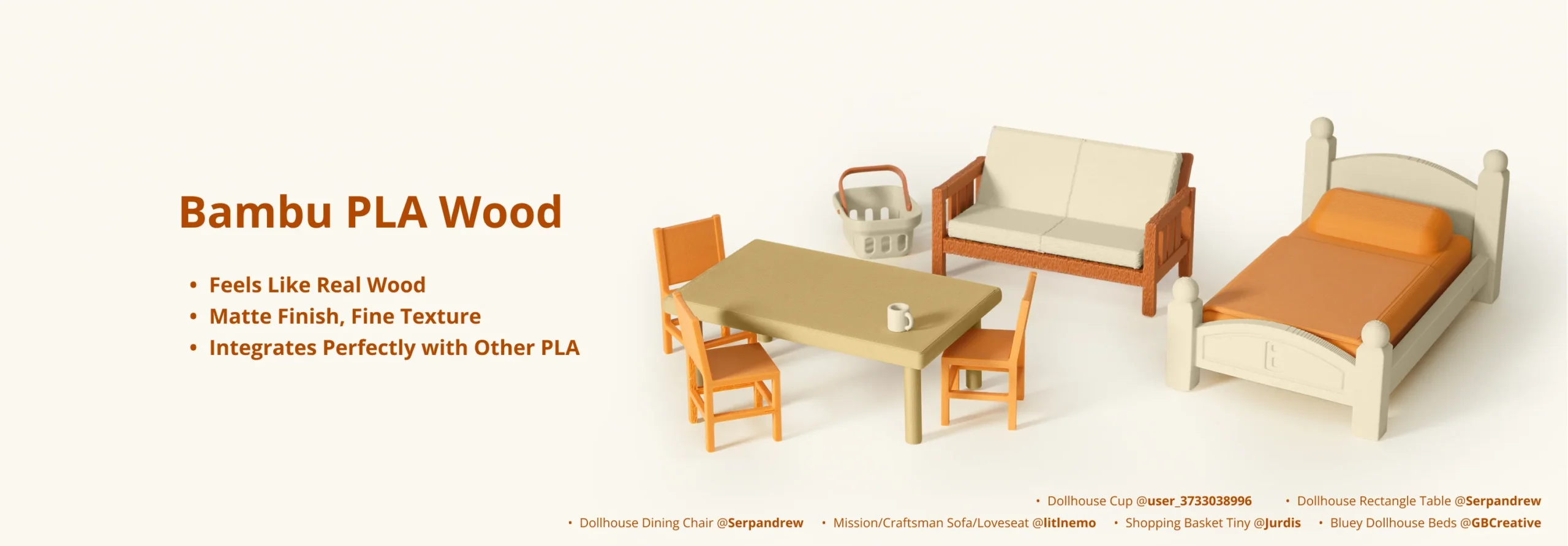 PLA WOOD - Nuc negru - Bambu Lab